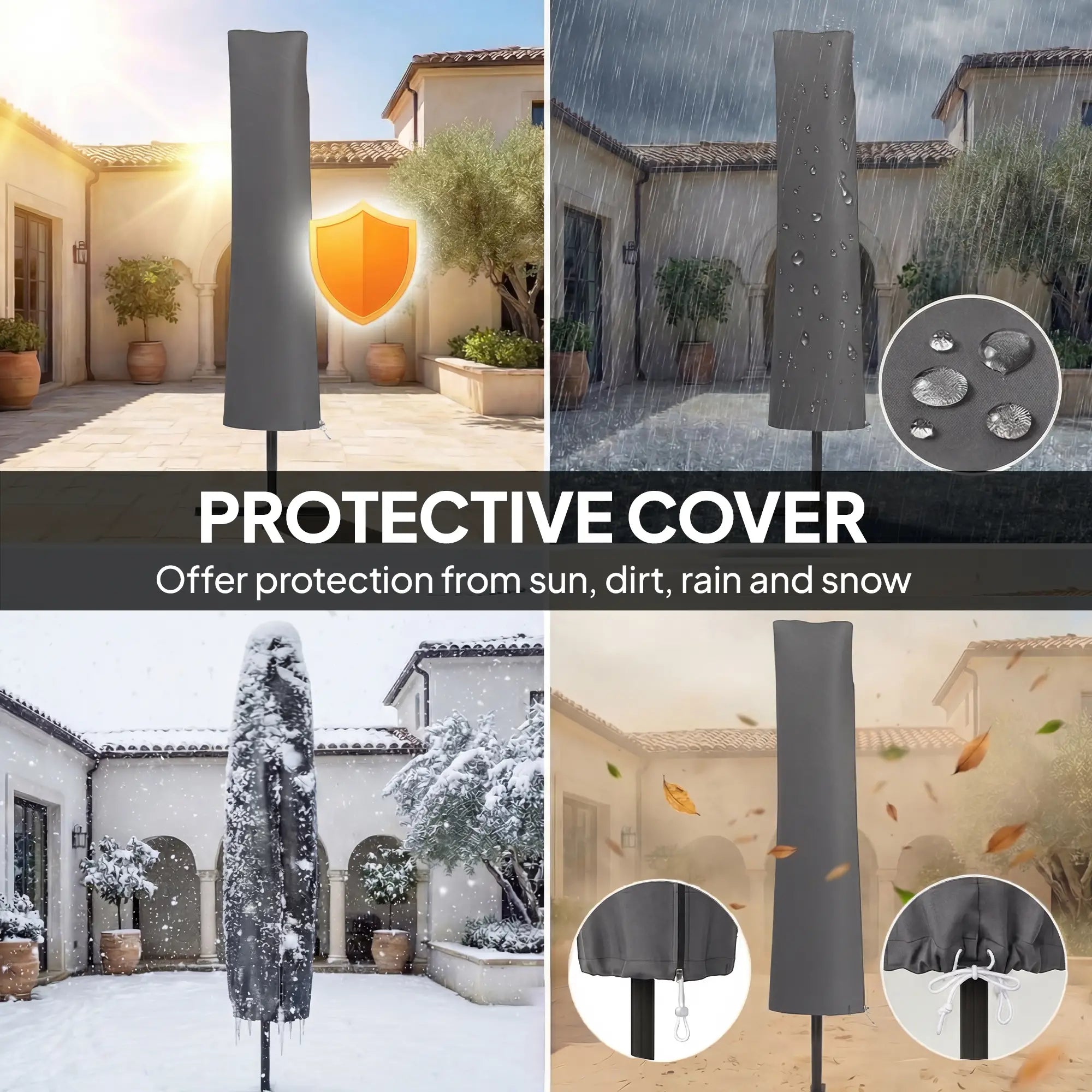 10FT Cantilever Patio Umbrella, With Cover And Wind Ropes, Navy Blue Offset Cantilever Umbrellas at Gallery Canada