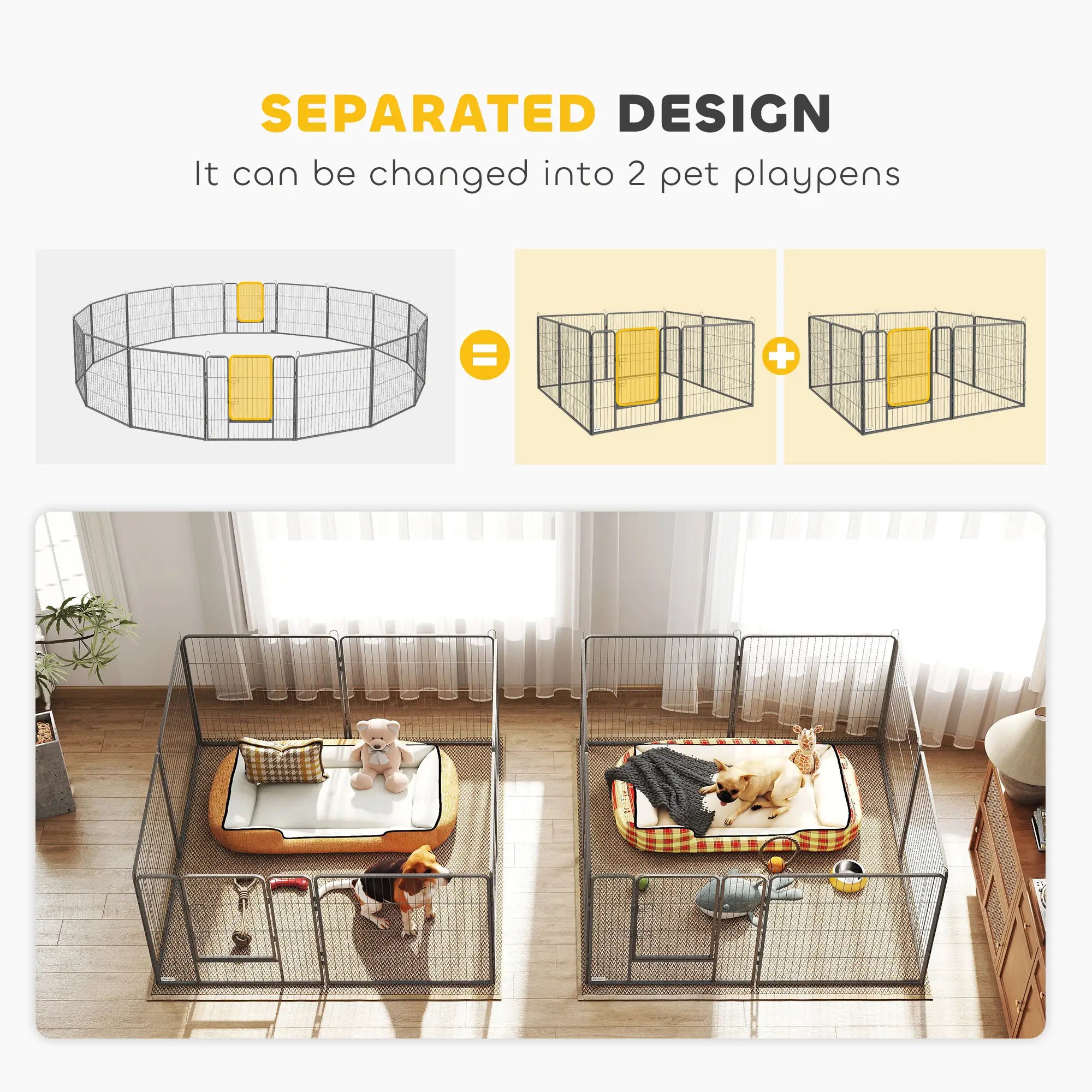 Heavy Duty Pet Playpen, 16 Panels Steel Dog Fence, 31.5