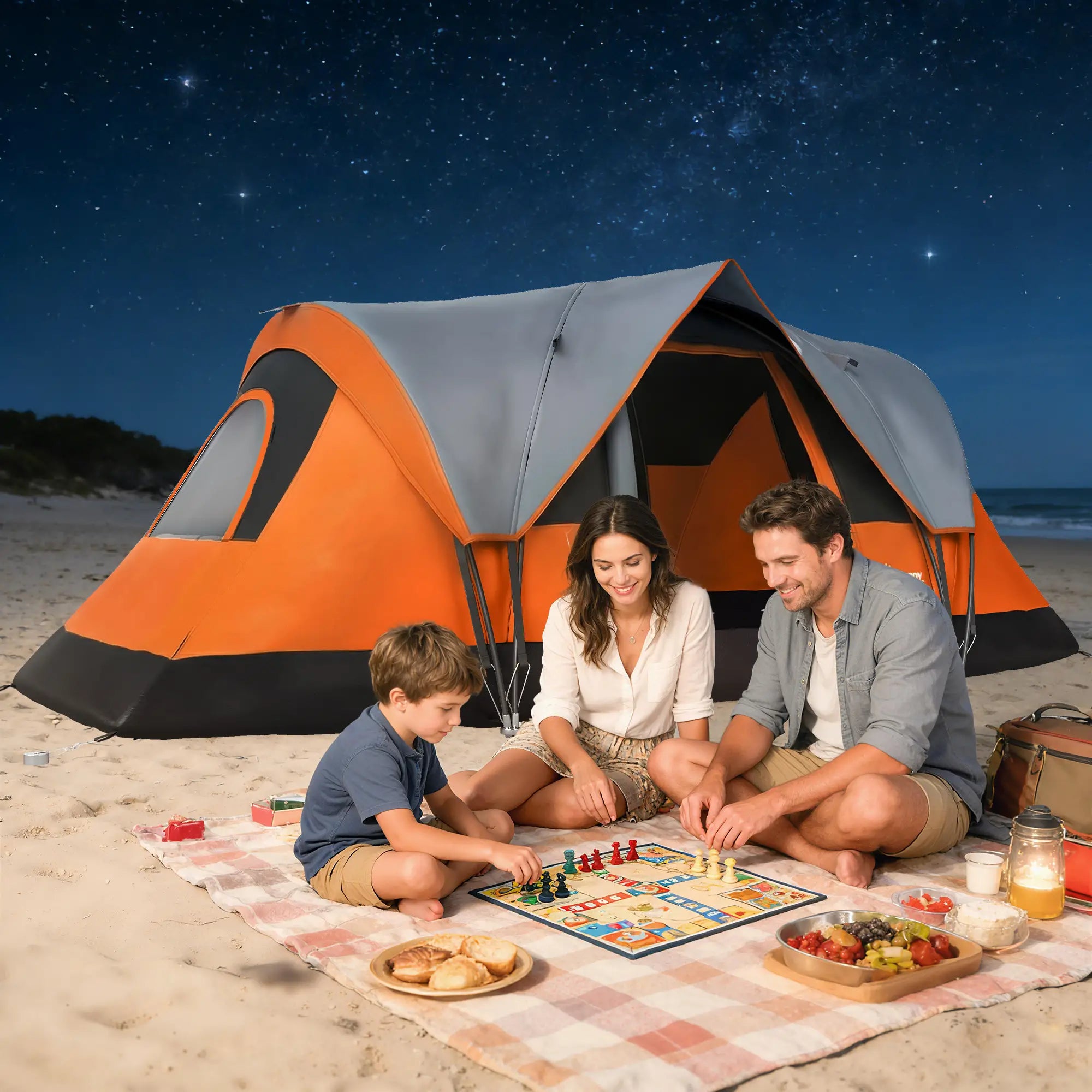 5-6 Person Family Tent, With Lighting Hook, Carrying Bag, Orange Camping Tents at Gallery Canada