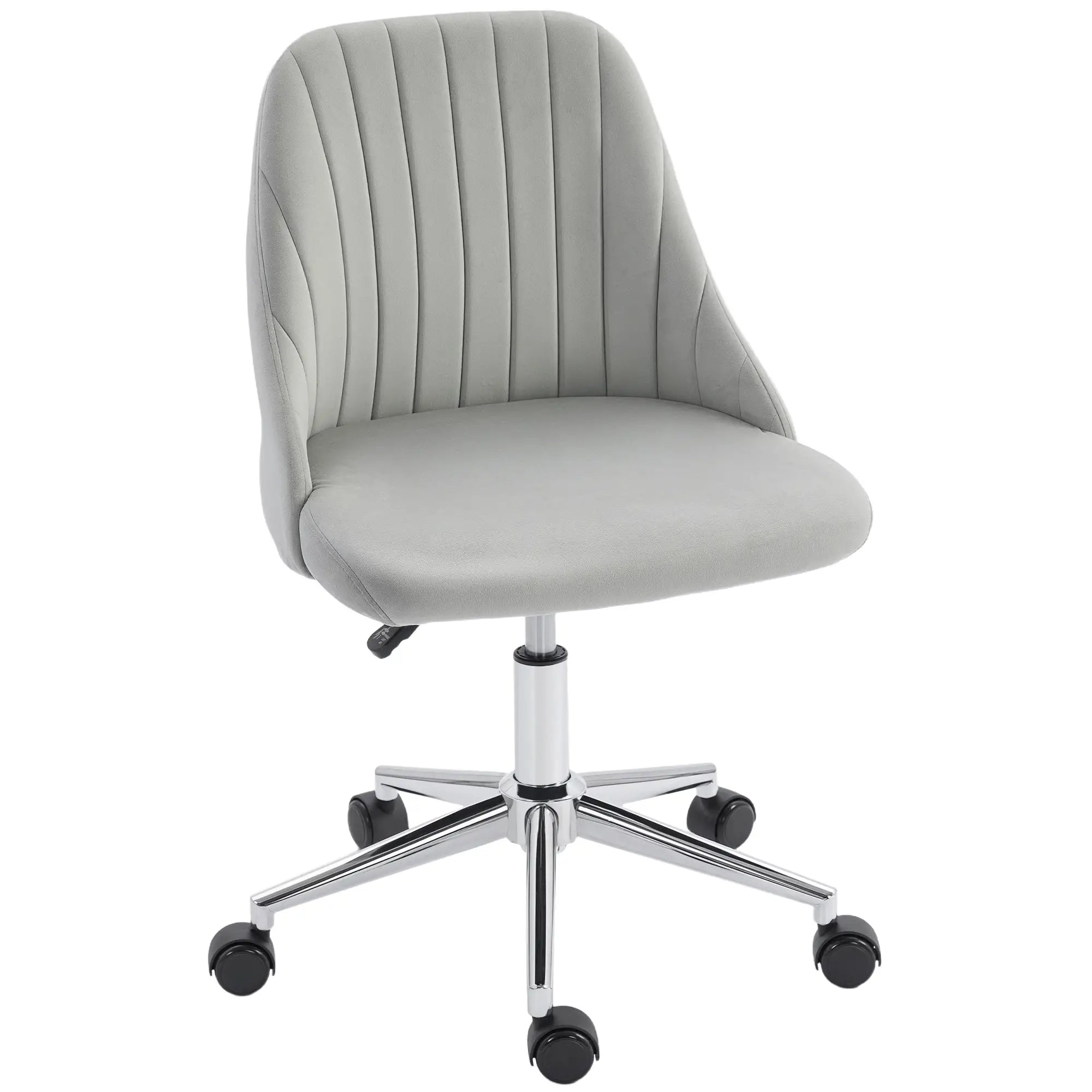 Velvet Adjustable Height Swivel Chair, For Makeup Office Bedroom, Grey Task Chairs Grey at Gallery Canada