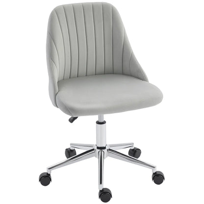 Velvet Adjustable Height Swivel Chair, For Makeup Office Bedroom, Grey Task Chairs Grey at Gallery Canada