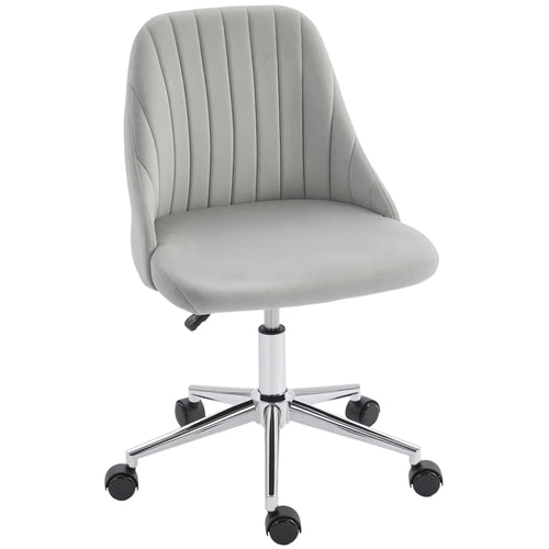 Velvet Adjustable Height Swivel Chair, For Makeup Office Bedroom, Grey
