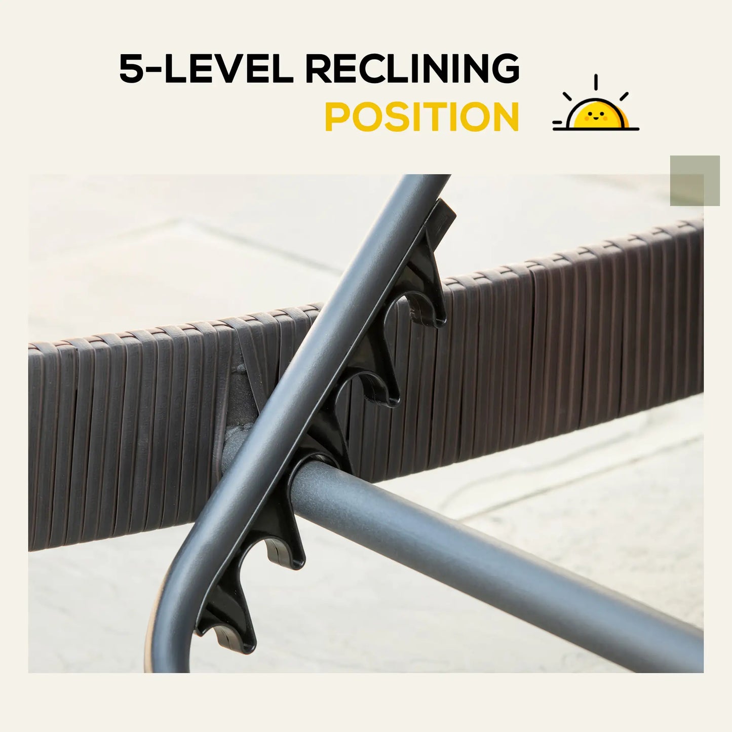 Wicker Patio Lounger, Outdoor Recliner w/ Adjustable Backrest, Khaki Chaise Loungers at Gallery Canada