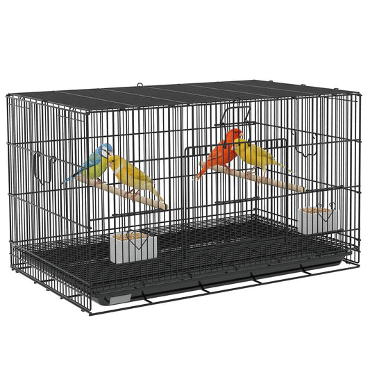 Lovebird, Finch Budgie Cage, Removable Tray, Wooden Perches, 30" L x 18" W x 18" H, Canary Bird Cages Black at Gallery Canada