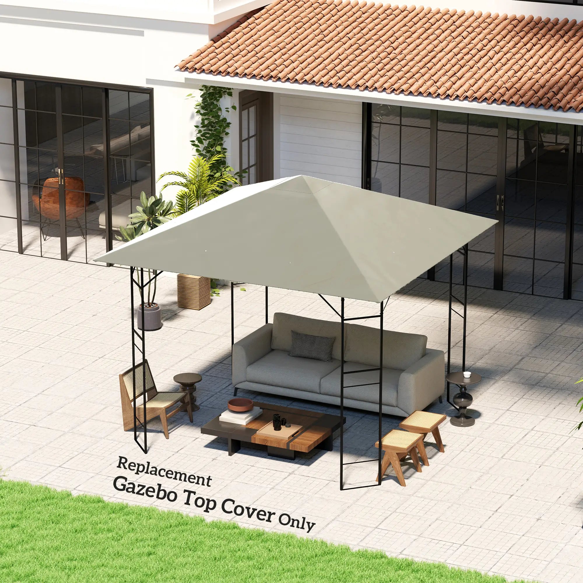 10' x 10' Gazebo Replacement Cover, UPF30+, Grey Gazebo Canopy Replacement at Gallery Canada