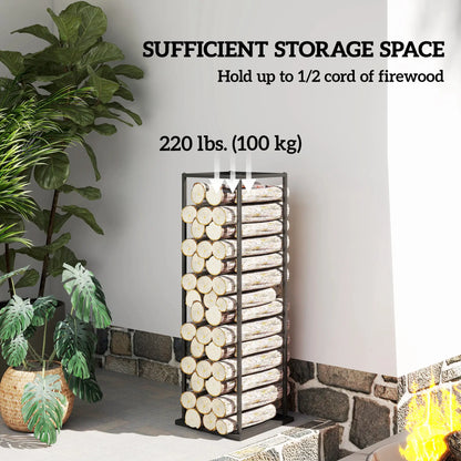 Firewood Rack Outdoor, Heavy Duty Log Holder, 13 x 13 x 43, Black Firewood Racks at Gallery Canada