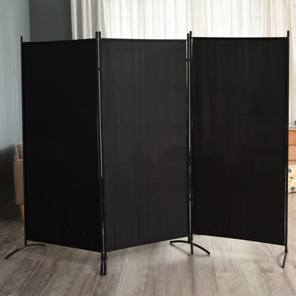 6' 3 Panel Room Divider, Double Hinged, Indoor Privacy Screen, Black Room Dividers at Gallery Canada