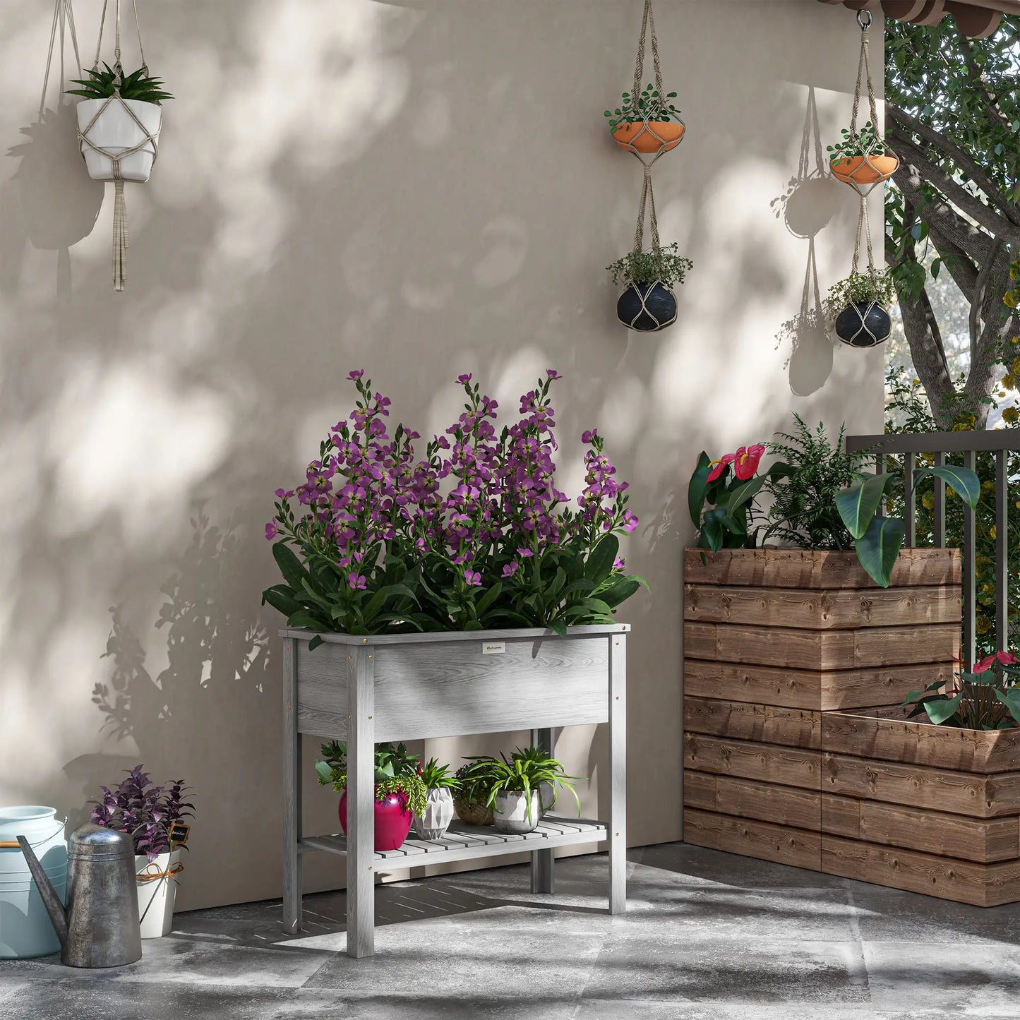 Elevated Planter Box with Storage, 36" x 16" x 32", Grey Raised Garden Beds at Gallery Canada