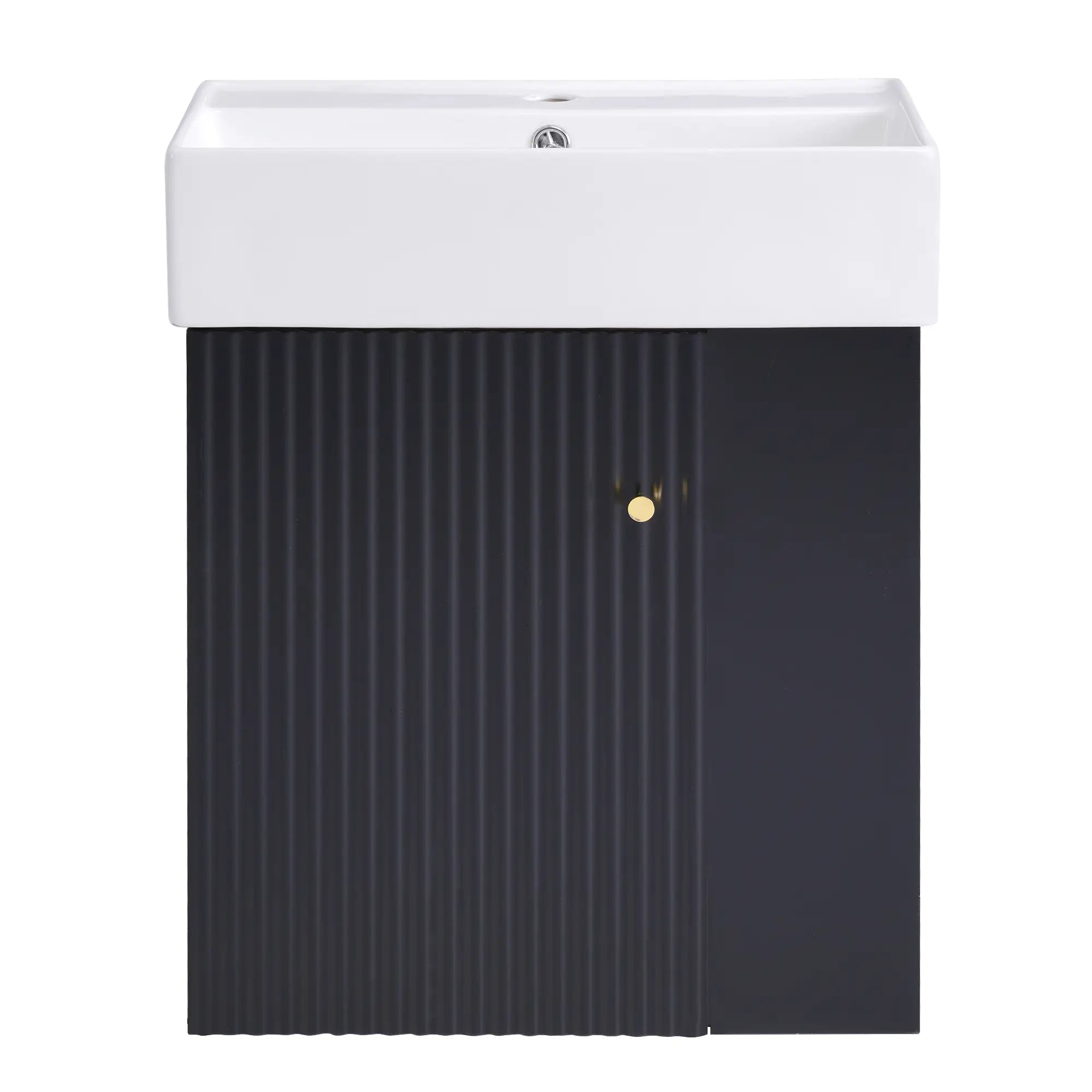 Floating Bathroom Vanity, Ceramic Basin, Right Storage, 21.5