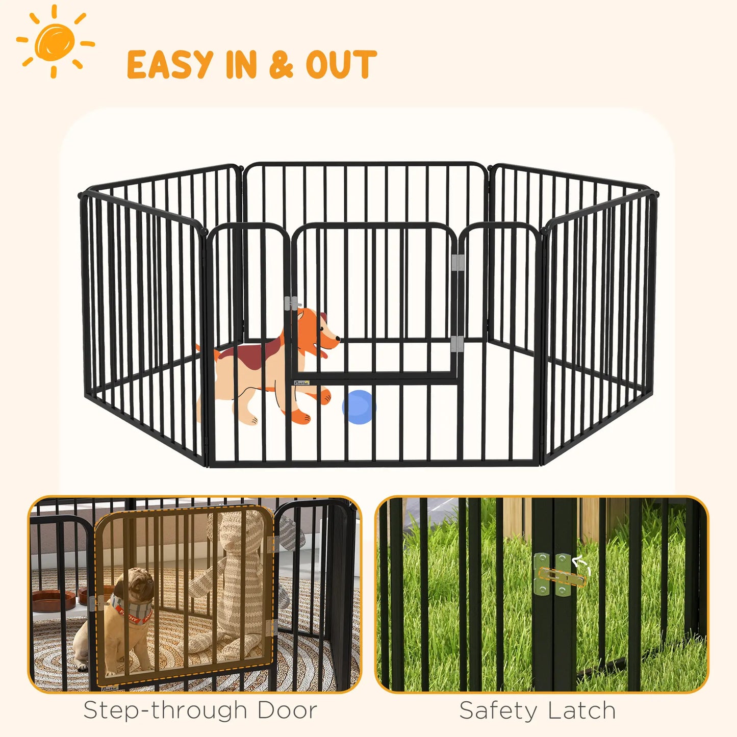 Outdoor Dog Fence, 6 Panels 24" Height, Steel Pet Exercise Pen Houses, Kennels & Pens at Gallery Canada