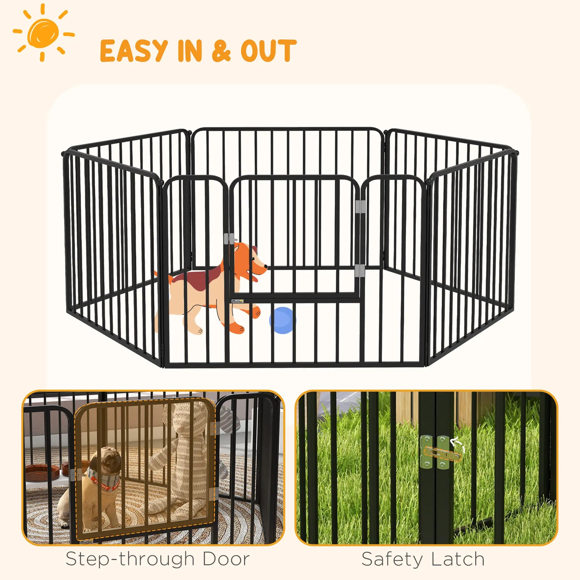 Outdoor Dog Fence, 6 Panels 24" Height, Steel Pet Exercise Pen Houses, Kennels & Pens at Gallery Canada