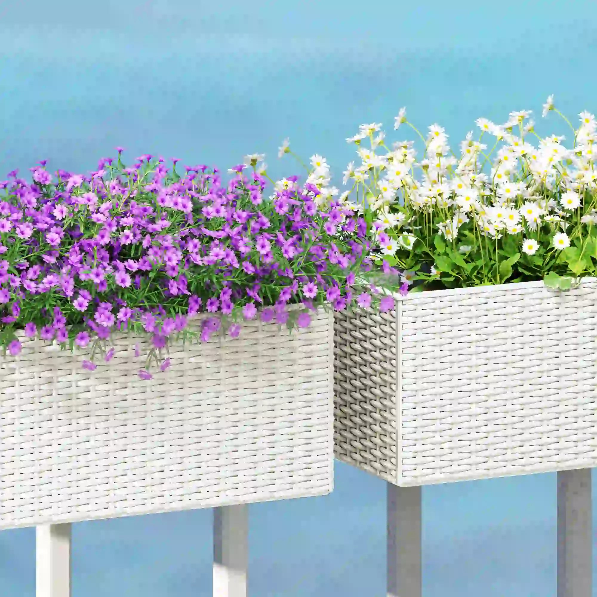 2 Pack 20 Inch Hanging Flower Pots, Railing Planter Box, White Planter Set at Gallery Canada