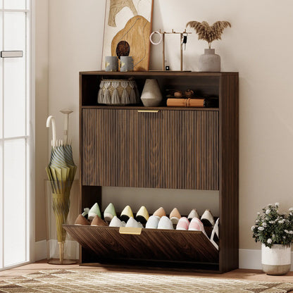 Shoe Cabinet 2 Flip Drawers, Narrow Storage, Top Shelf Shoe Storage Cabinets & Racks at Gallery Canada