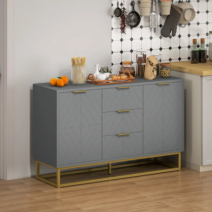 Sideboard Storage Cabinet, 3 Drawers, Adjustable Shelves, Grey Bar Cabinets at Gallery Canada