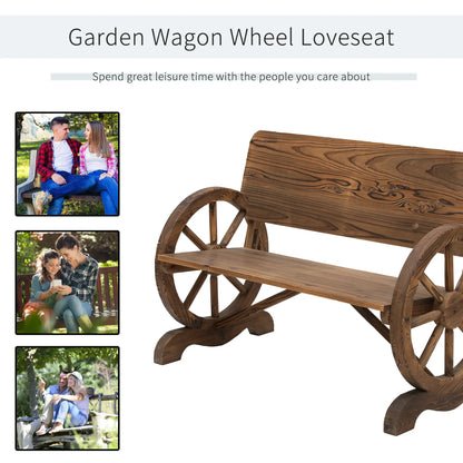 Wooden Wagon Wheel Bench, Rustic 2 Seater, Garden Outdoor Chair Outdoor Benches at Gallery Canada