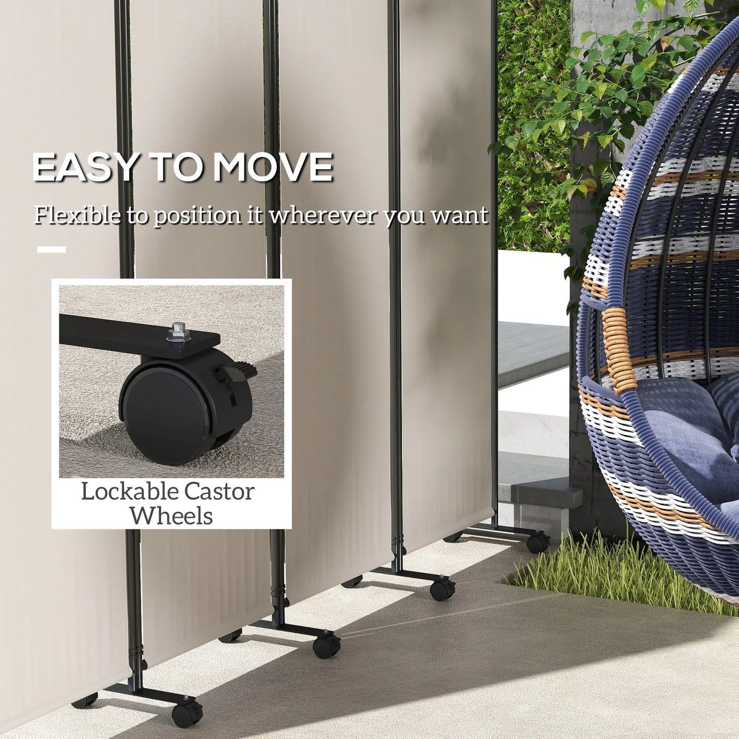 Folding Room Divider with Wheels, Privacy Screen, 5.6ft Tall Side Awnings at Gallery Canada