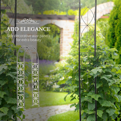 Vintage Garden Arch, 7.5FT Outdoor Metal Trellis, Black Garden Arches at Gallery Canada