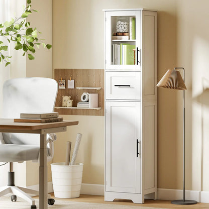 67" Tall Bathroom Storage Cabinet, Adjustable Shelves, Glass Door, Drawer Freestanding Bathroom Cabinets at Gallery Canada