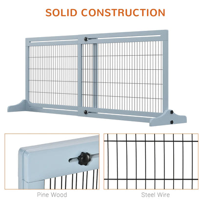 41"-72" Wooden Pet Gate, Support Feet, Small Medium Dogs, Grey-Blue Houses, Kennels & Pens at Gallery Canada