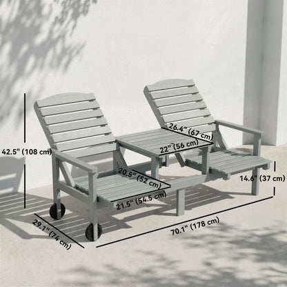 Outdoor Bench With Wheels, Adjustable High Back, 2 Seater Loveseat, Grey Piano Benches at Gallery Canada