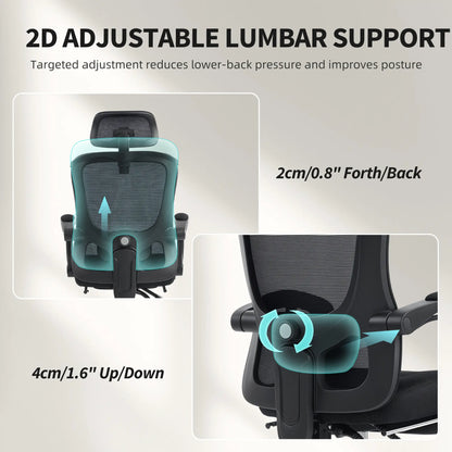 Ergonomic Mesh Office Chair, Adjustable Headrest, Lumbar Support, Black Task Chairs at Gallery Canada