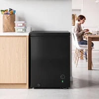 Mini congélateur, congélateur coffre de 3,5 pi³, thermostat à 7 réglages, panier en fil, noir