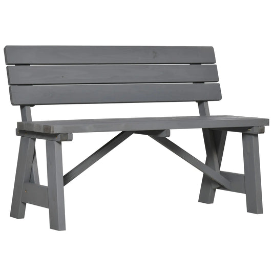 Wooden Garden Bench, Outdoor 2-Person Patio Loveseat, Grey Outdoor Benches Grey at Gallery Canada