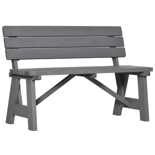 Wooden Garden Bench, Outdoor 2-Person Patio Loveseat, Grey