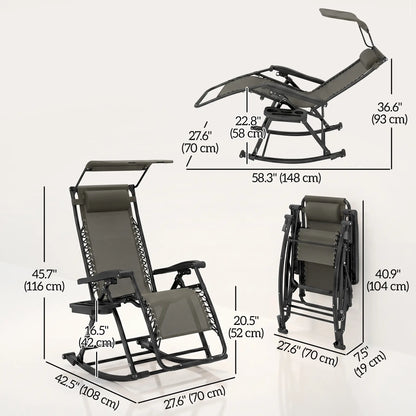 Adjustable Zero Gravity Recliner Lounge Chair With Headrest & Tray, Grey Outdoor Rocking Chairs at Gallery Canada