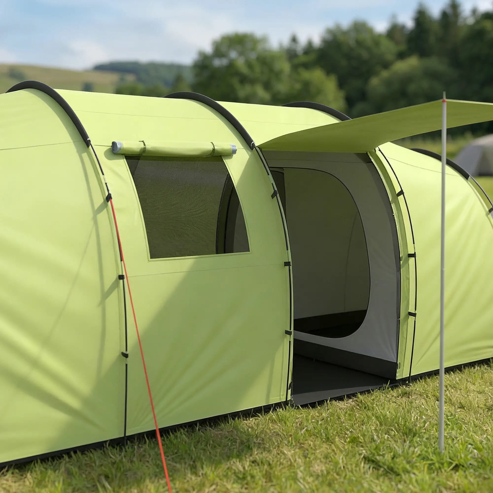 6 Person Camping Tent With Porch, 2 Bedroom Living Room, Light Green Camping Tents at Gallery Canada