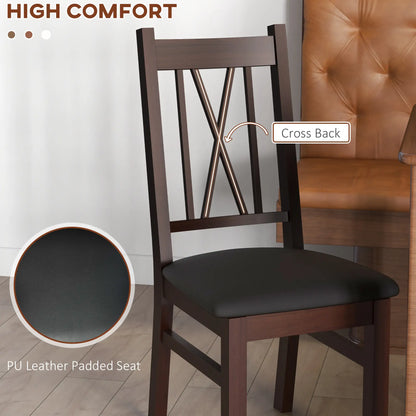 Farmhouse Dining Table Chairs Set of 2, Pine Wood, PU Leather Cushion Bar Stools at Gallery Canada