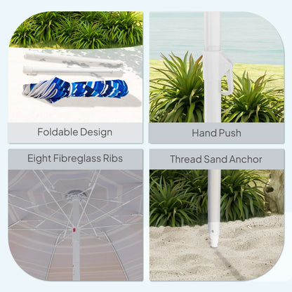 70.9" Dia. Portable Beach Umbrella, UV 50+ Adjustable Tilt, Multicolor Beach Umbrellas at Gallery Canada