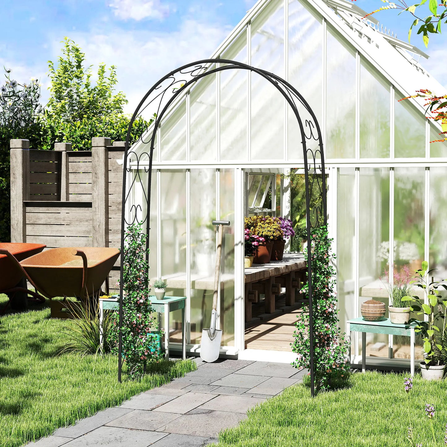 Steel Garden Arch, 7.5' Arbor Trellis for Climbing Plants, Roses Garden Arches at Gallery Canada