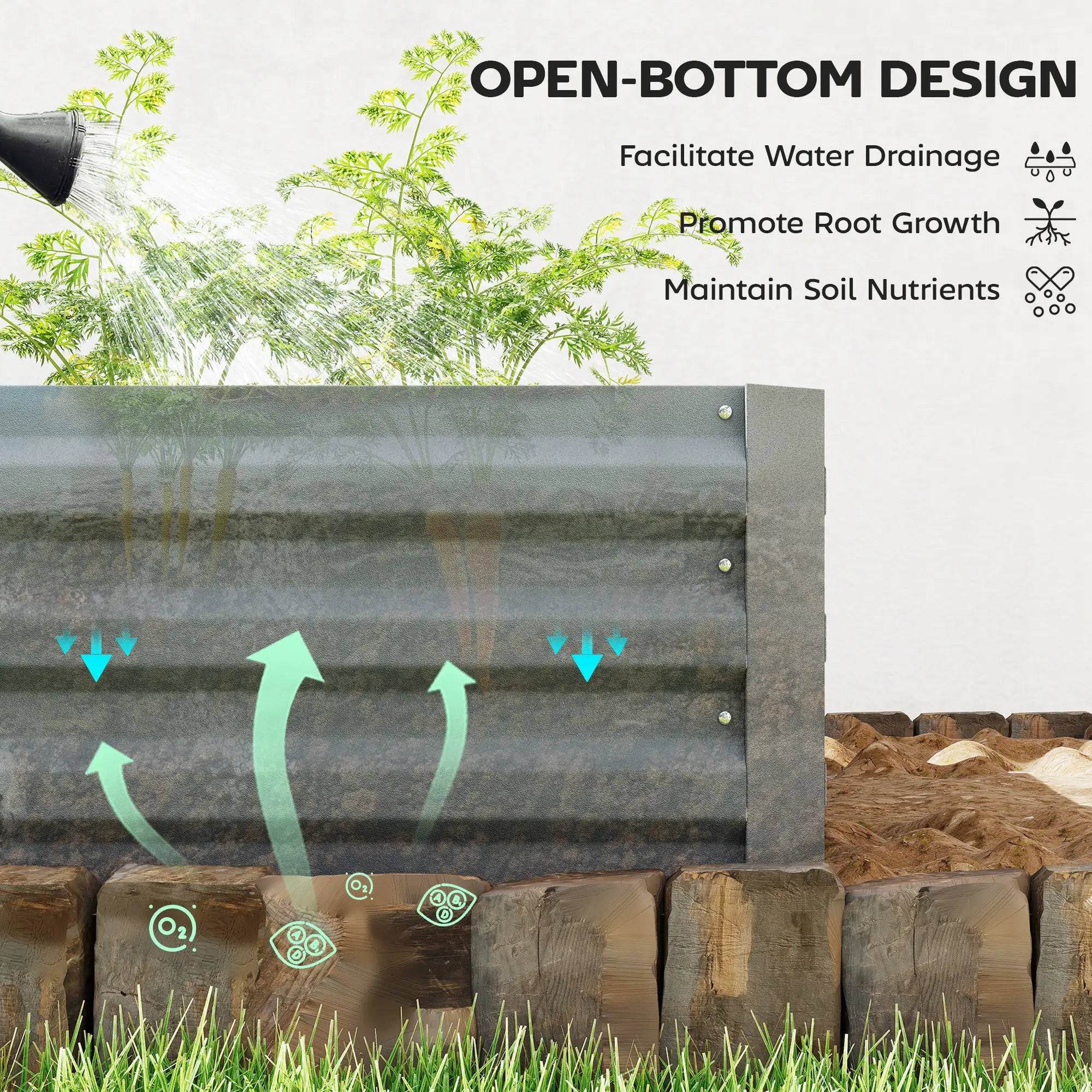 8 x 3 x 1ft Galvanized Raised Garden Bed, Metal Elevated Planter Box, Light Grey Galvanized Planter Boxes at Gallery Canada