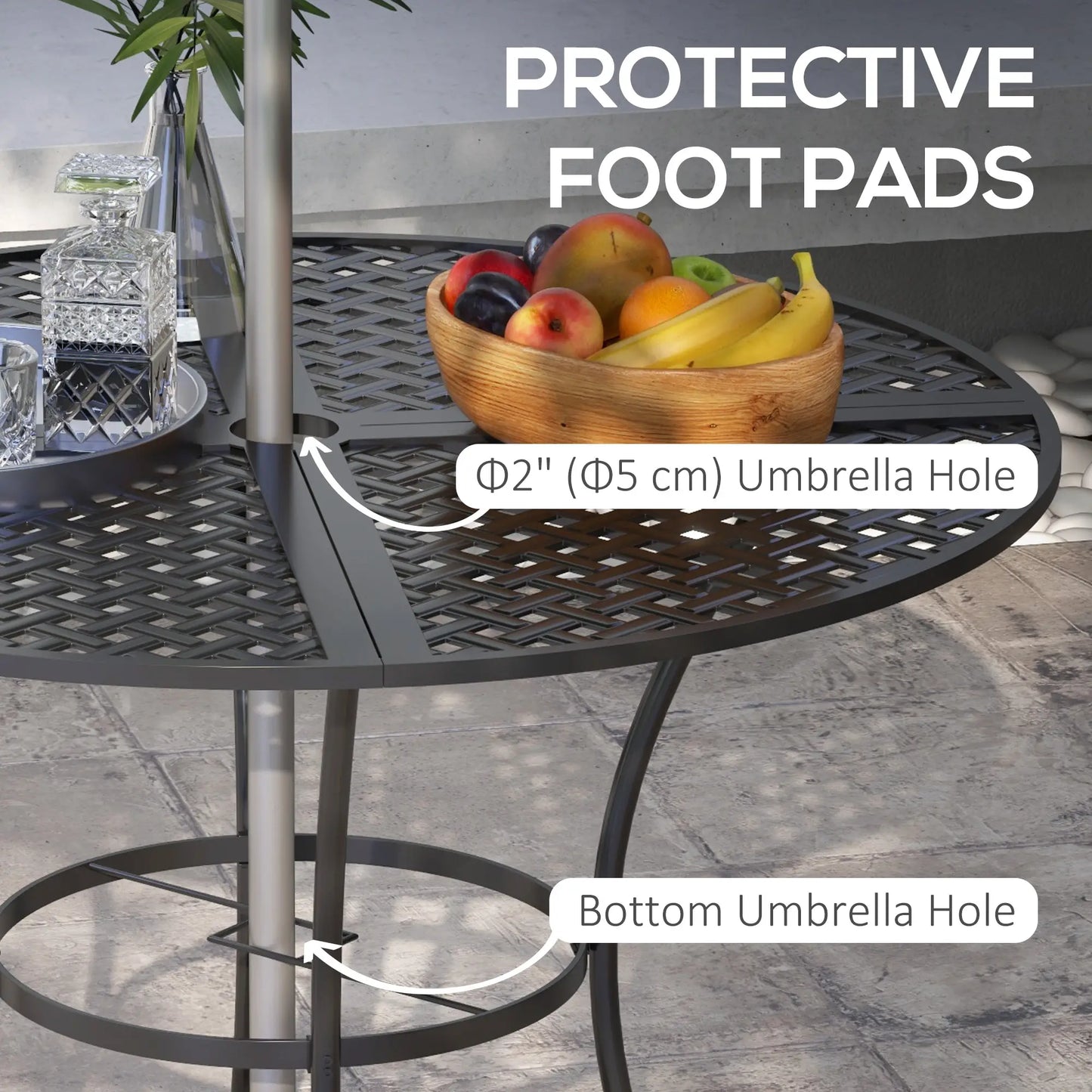 42" Round Outdoor Dining Table for 4, Metal Patio Table with Umbrella Hole Outdoor Dining Sets at Gallery Canada