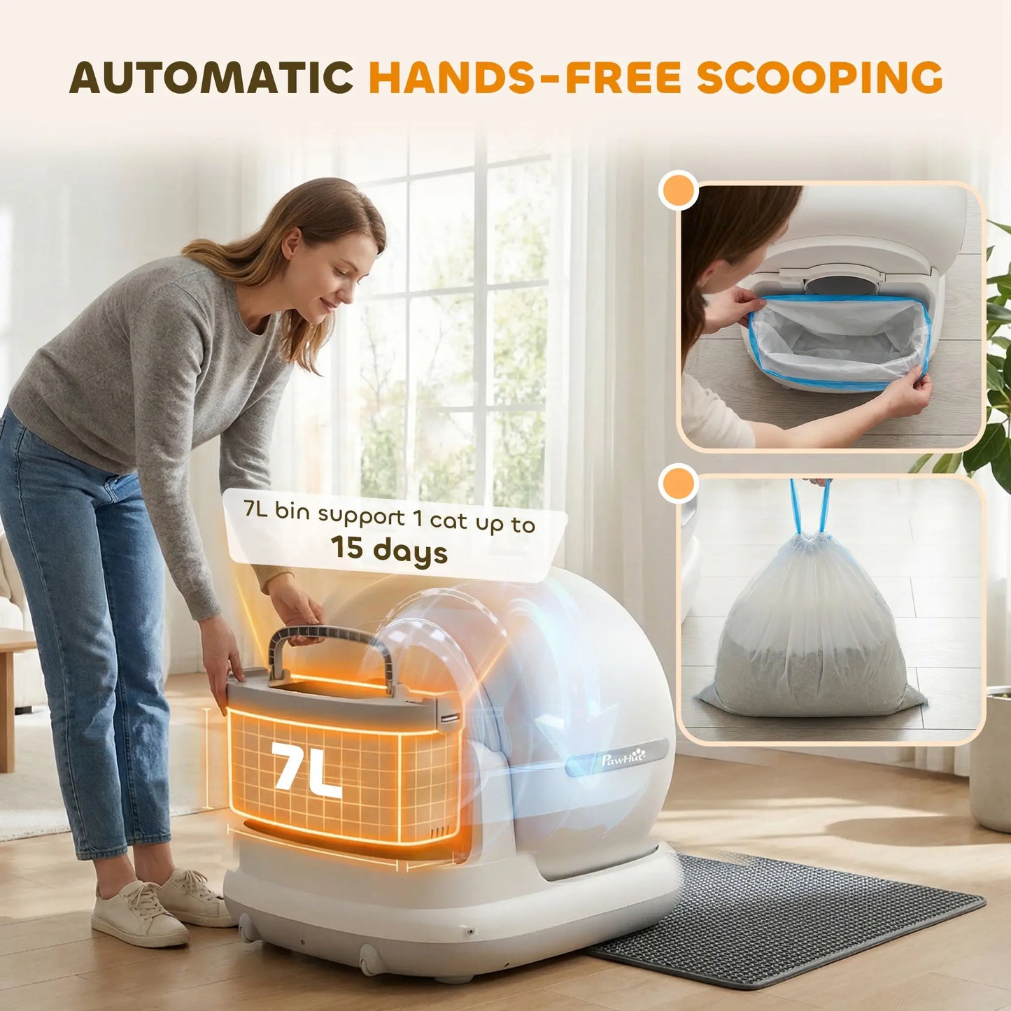 72L Automatic Self Cleaning Litter Box, App Control, Odor Noise Safety Sensors Cat Litter Box Enclosures at Gallery Canada