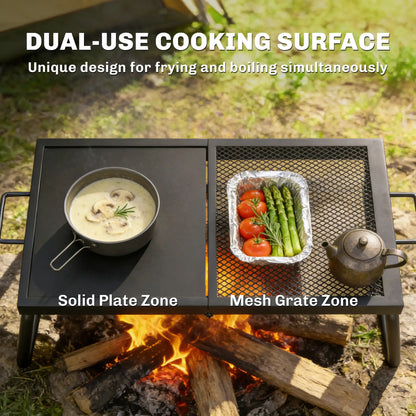 Folding Campfire Grill, Heavy Duty Steel Mesh Grate, Portable With Carry Bag, Black Charcoal BBQ Grils at Gallery Canada
