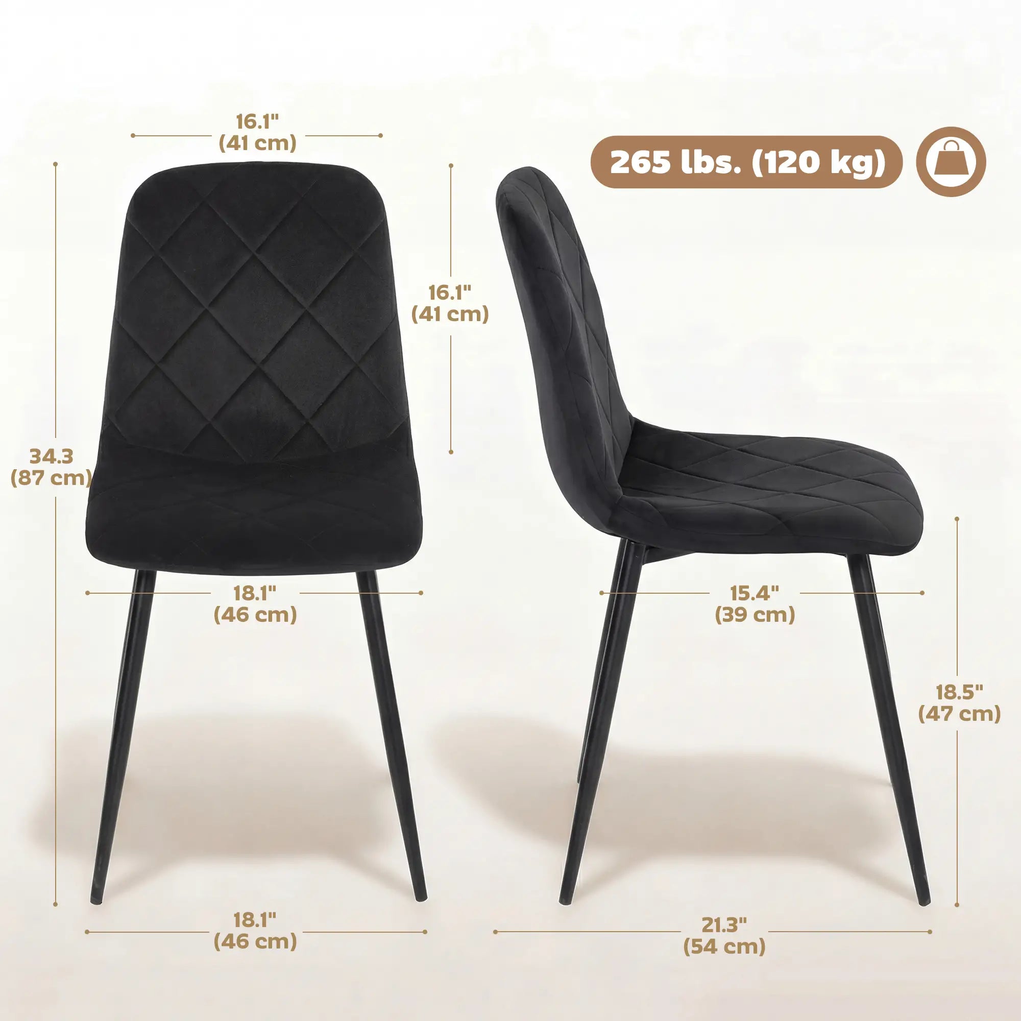Upholstered Dining Chairs Set of 4, Steel Legs, Modern Kitchen, Black Dining Chairs at Gallery Canada