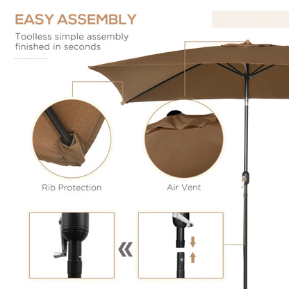 6.5x10ft Rectangle Aluminum Tilt Patio Umbrella, Outdoor Sunshade Canopy with Crank Sun Umbrellas at Gallery Canada