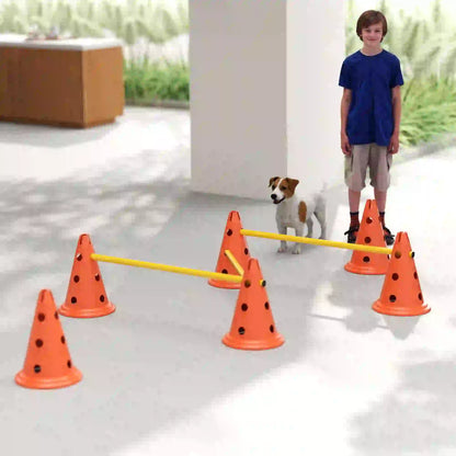 Dog Agility Hurdle Set, 6 Cones & Poles, Orange Dog Agility Training Equipment at Gallery Canada