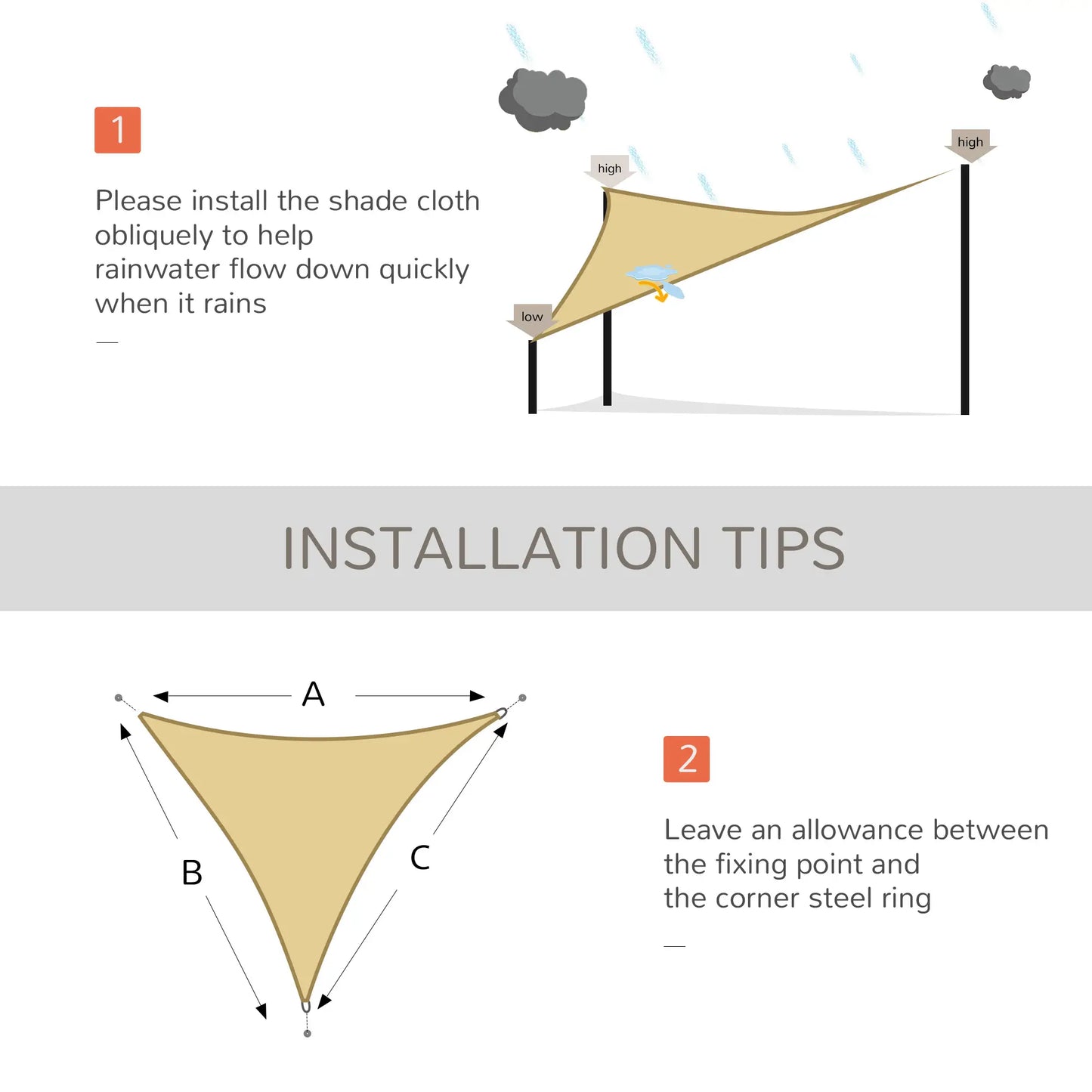 10' x 10' x 10' Triangle Sun Shade Sail, UV Block Fabric Canopy for Patio, Deck Shade Sails at Gallery Canada