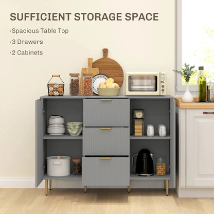 Modern Kitchen Storage Cabinet, 3 Drawers, Adjustable Shelves, Grey Bar Cabinets at Gallery Canada
