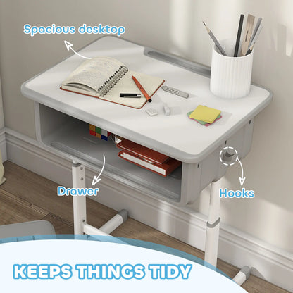 Kids Desk And Chair Set, Height Adjustable, With Drawer, Grey Kids Desk Sets at Gallery Canada