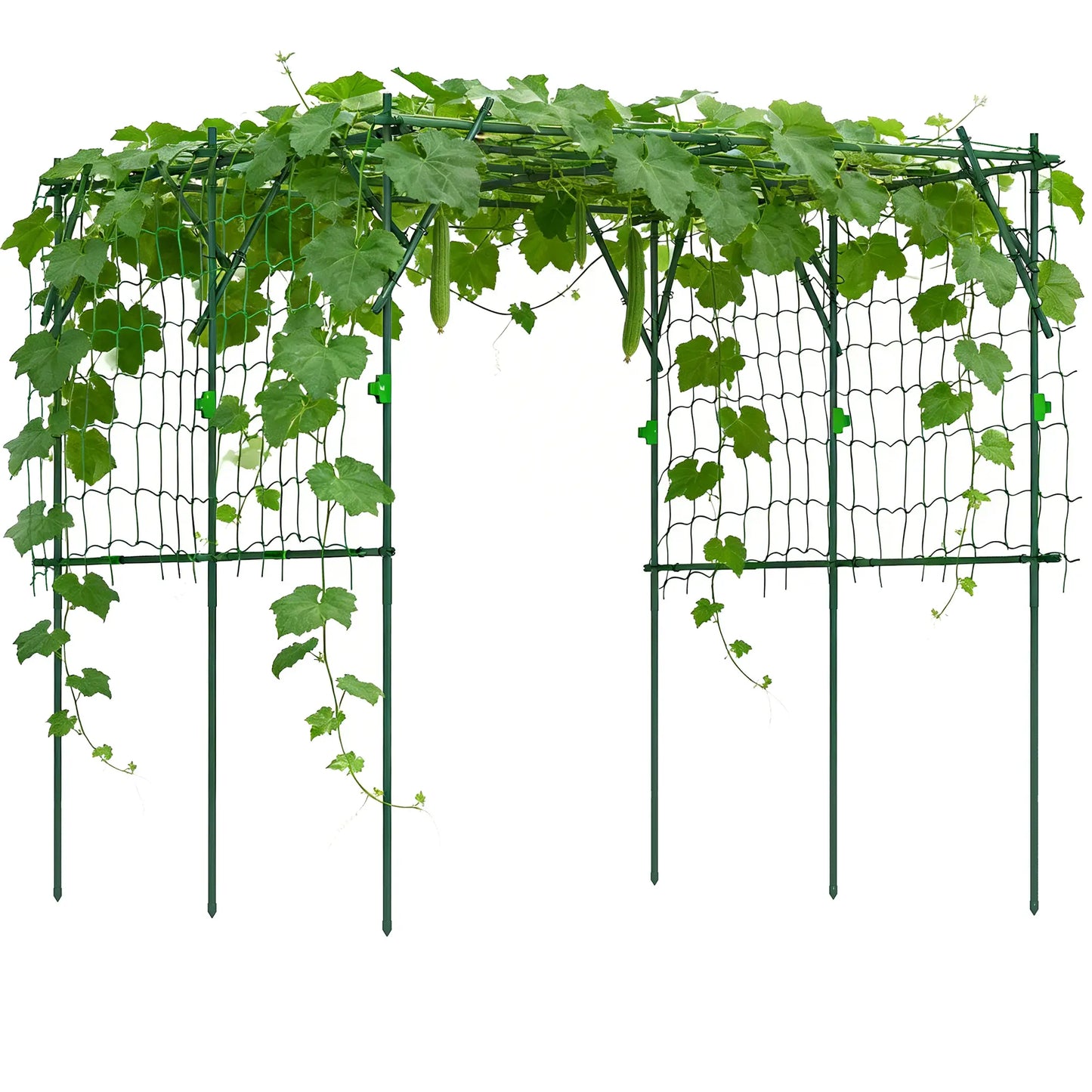 7.3 FT Tall Metal Garden Arch Trellis, For Climbing Plants, Green
