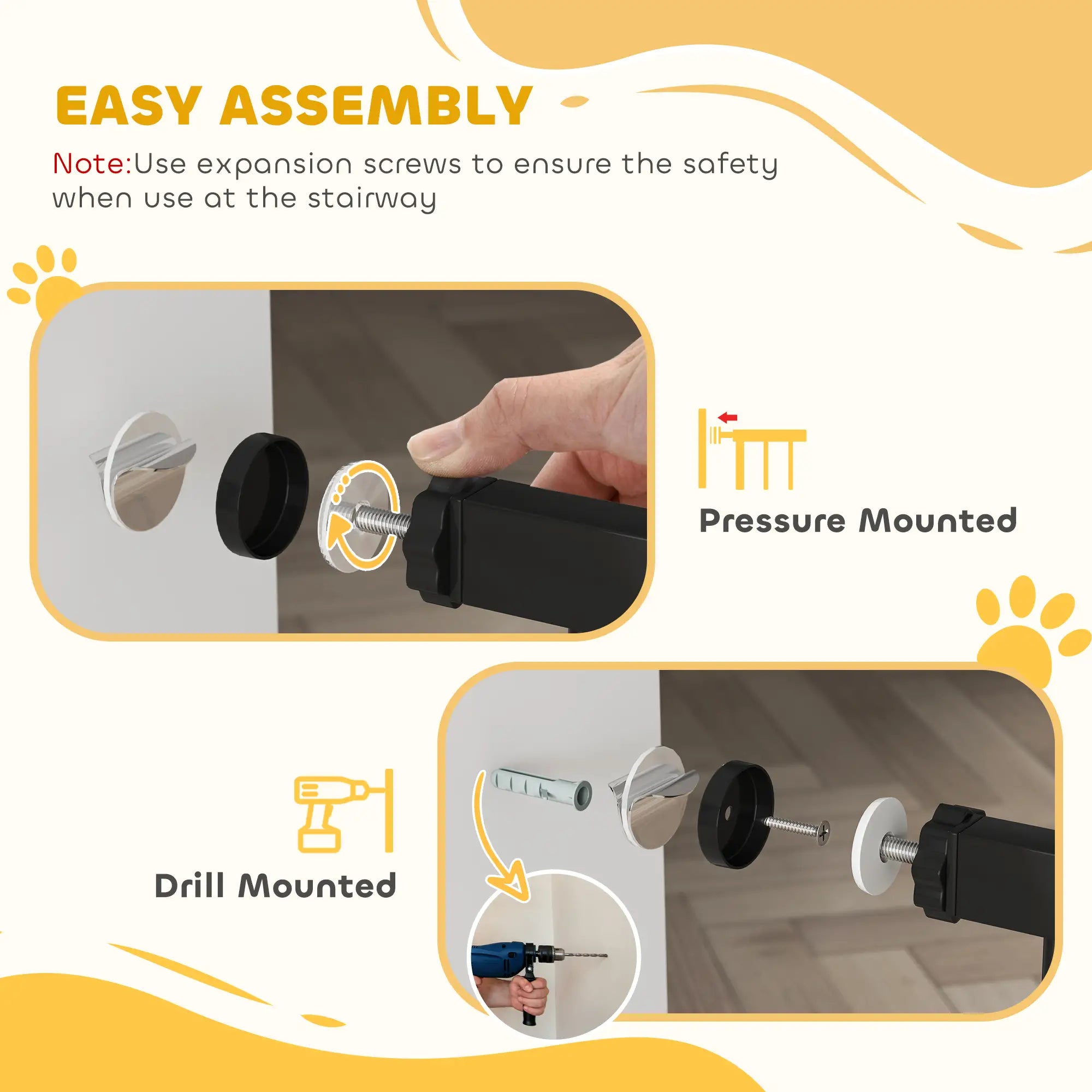Extra Tall Dog Gate With Door, Pressure Fit, Auto Close, 29