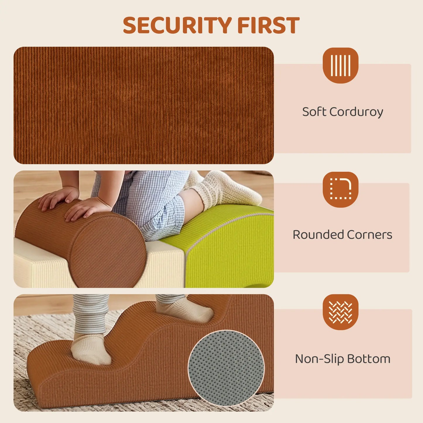 5-Piece Foam Climbing Blocks, Non-Slip, Washable Cover for Crawling