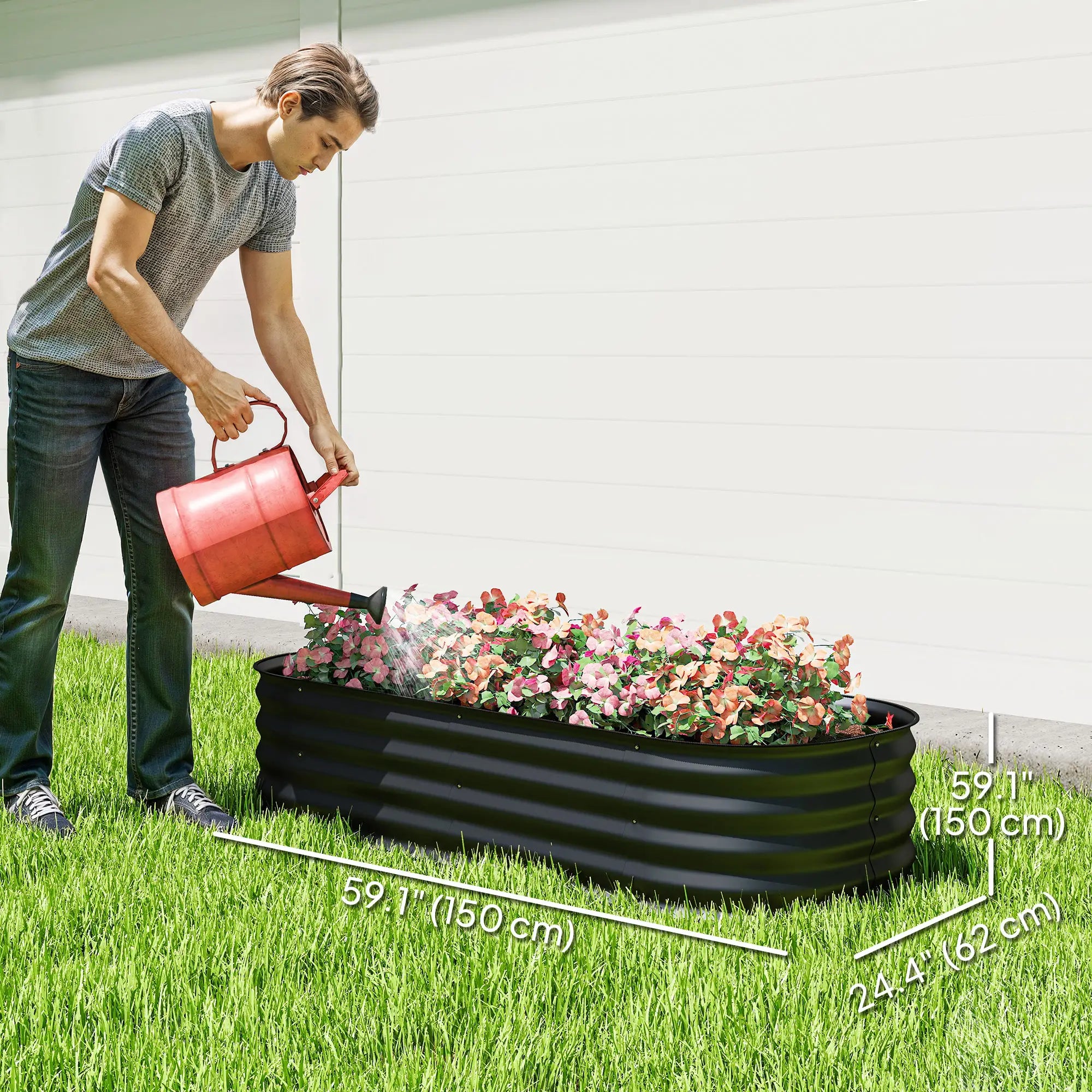 4.9 x 2 x 1ft Galvanized Raised Garden Bed Kit, Metal Planter Box, Black Galvanized Planter Boxes at Gallery Canada