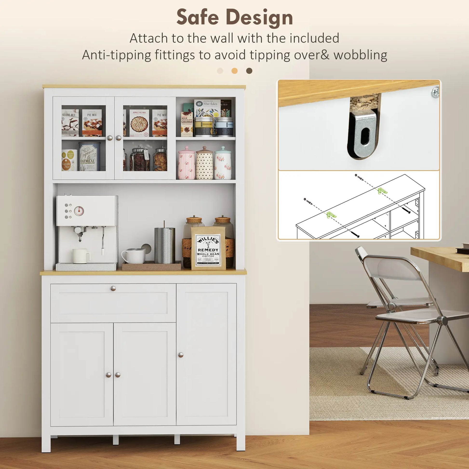5-Door Kitchen Pantry Cabinet, Freestanding Storage Cabinet Cupboard with Adjustable Shelves, 71" Kitchen Pantry Cabinets at Gallery Canada