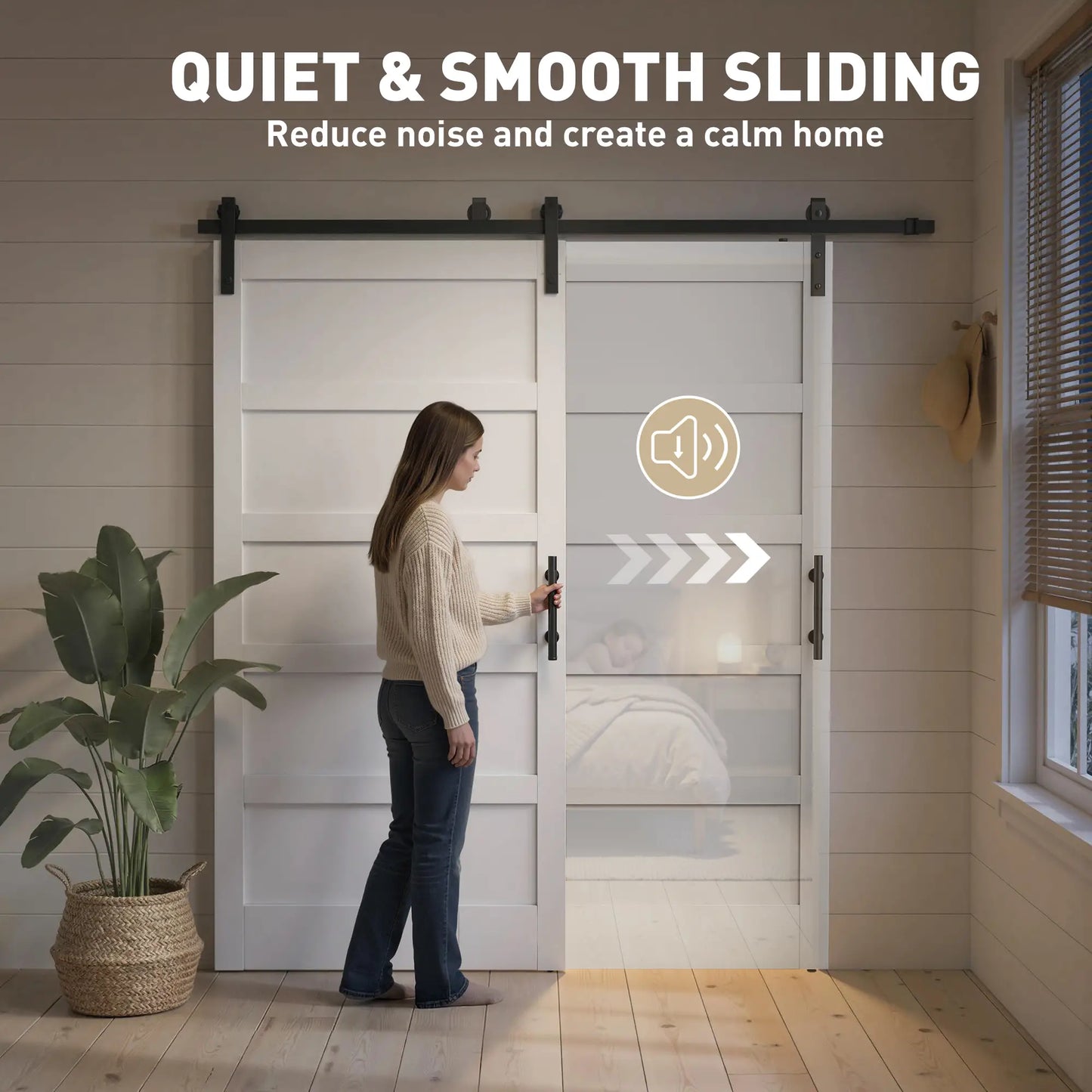 42x84 Sliding Barn Door Kit, Shaker Style, Wood Grain, White Door Hardware at Gallery Canada