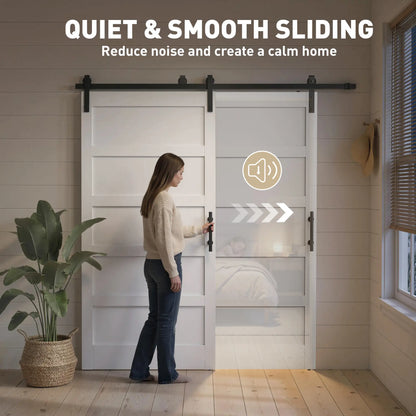 42x84 Sliding Barn Door Kit, Shaker Style, Wood Grain, White Door Hardware at Gallery Canada